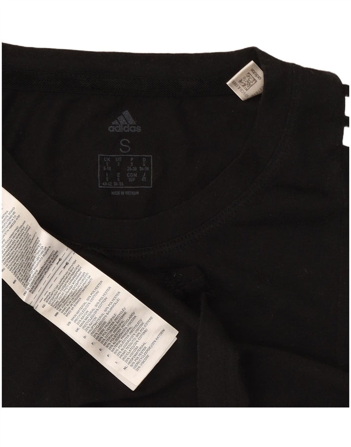 Adidas Damen T-Shirt Top UK 8/10 Small Schwarz Polyester