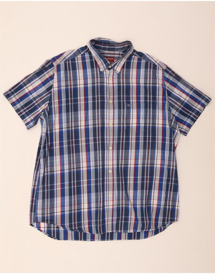 Carrera Herren Kurzarmhemd 3XL Blau kariert Baumwolle