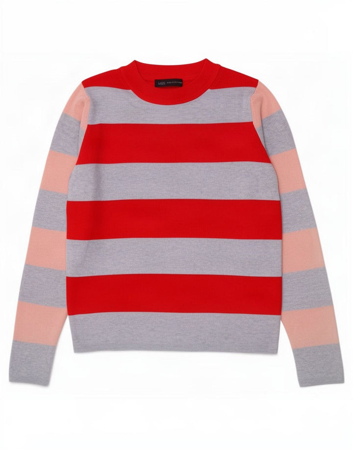 Marks & Spencer Damen Top Langarm UK 10 Small Mehrfarbig gestreift