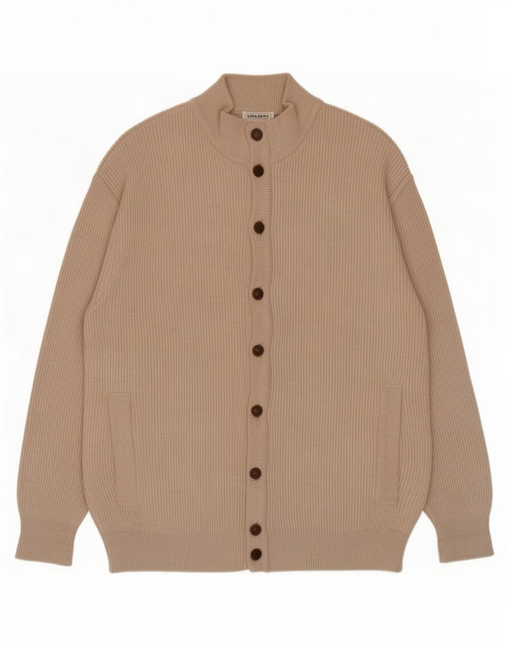 Lana Gatto Herren-Cardigan-Pullover, große beige Wolle