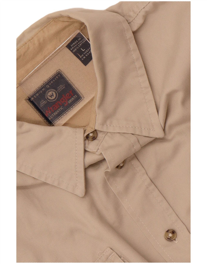 Wrangler Herrenhemd, groß, cremefarbene Baumwolle