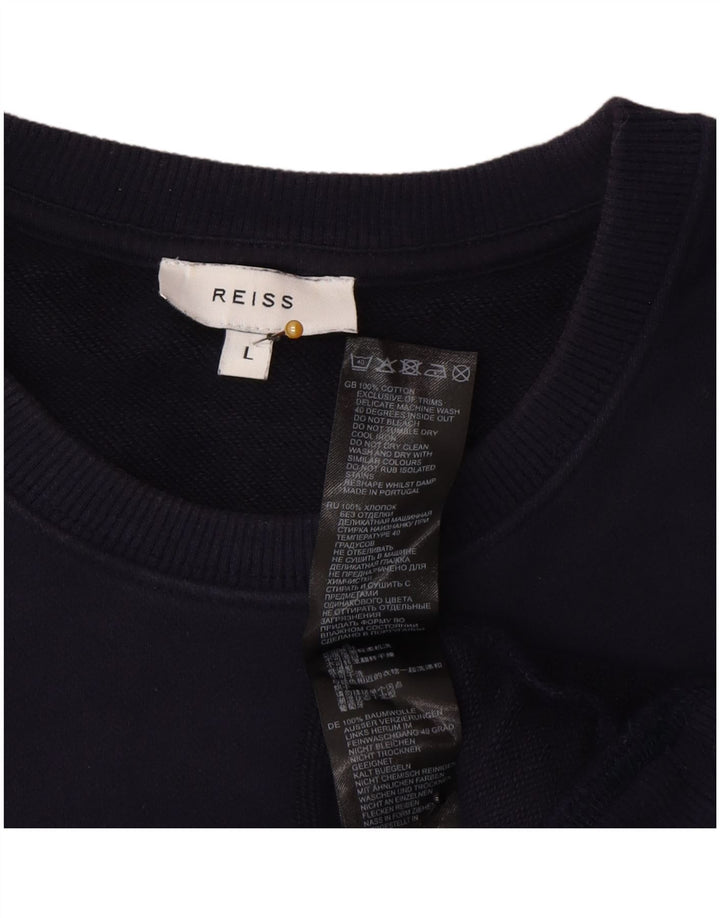 Reiss Herren-Sweatshirt mit Grafik, groß, marineblau, Baumwolle