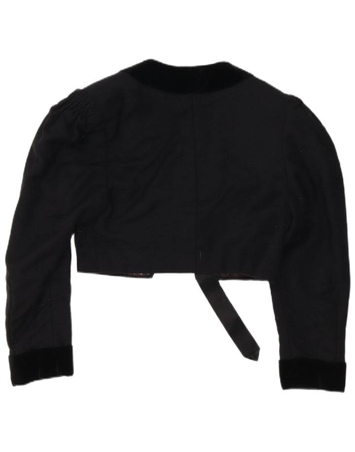 Vintage Damen Crop Bolero Jacke UK 14 Medium Schwarz