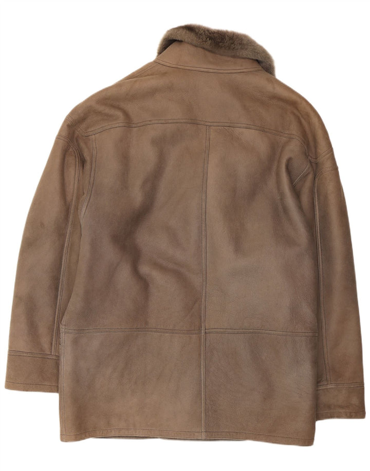 Vintage Herren Shearling Jacke IT 52 XL Braun
