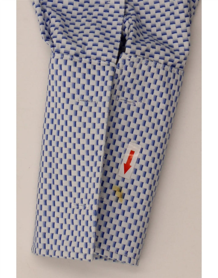Yves Saint Laurent Herren-Formalhemd aus mittelblauer, geometrischer Baumwolle
