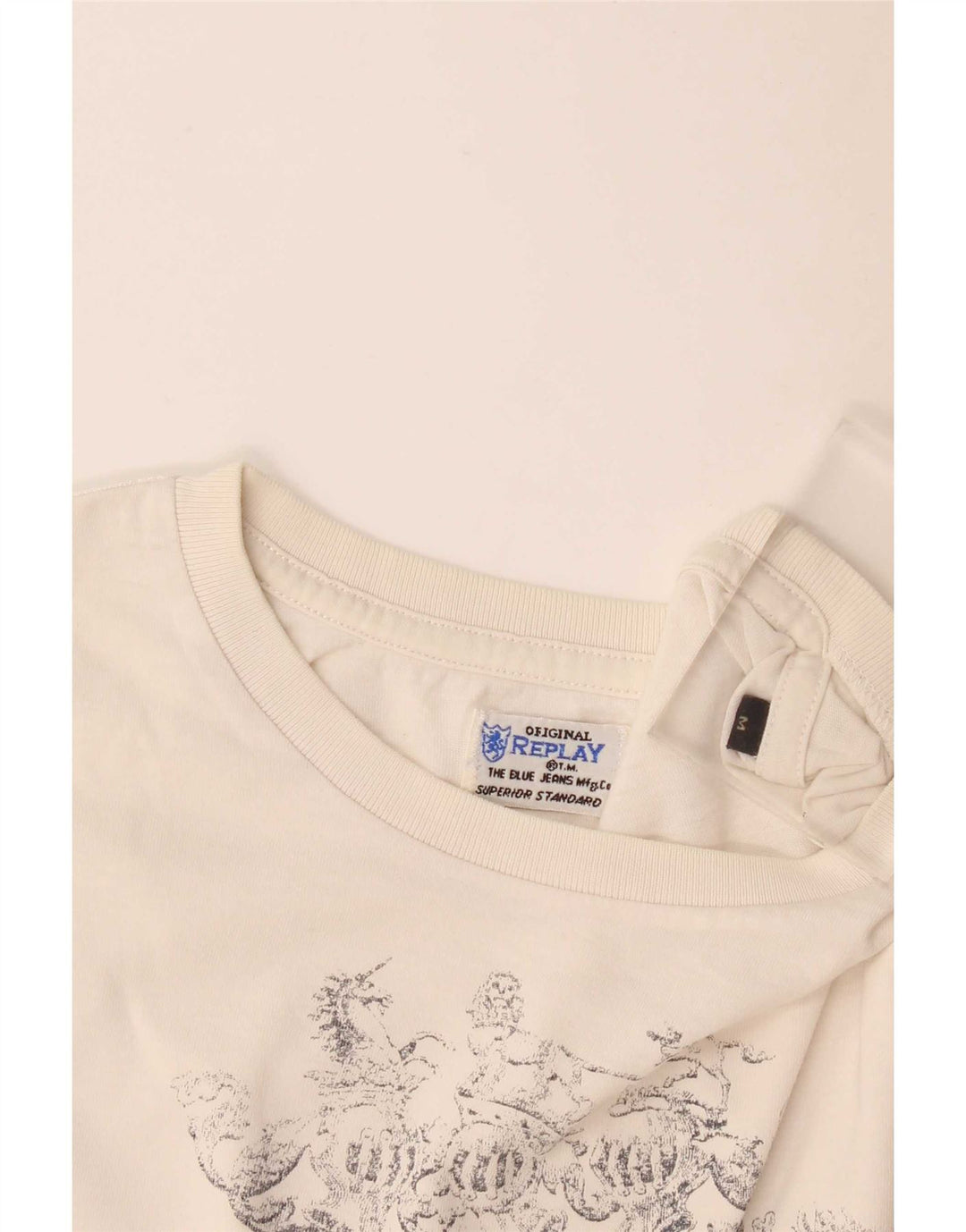 Replay Damen Graphic Top Langarm UK 14 Medium Off White
