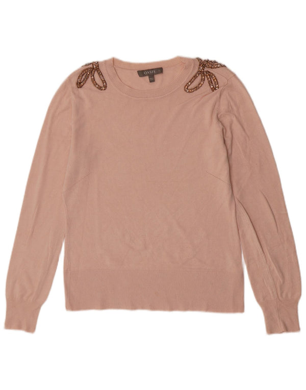 Oasis Damen-Pullover mit U-Boot-Ausschnitt, UK 10, Größe S, rosa Viskose