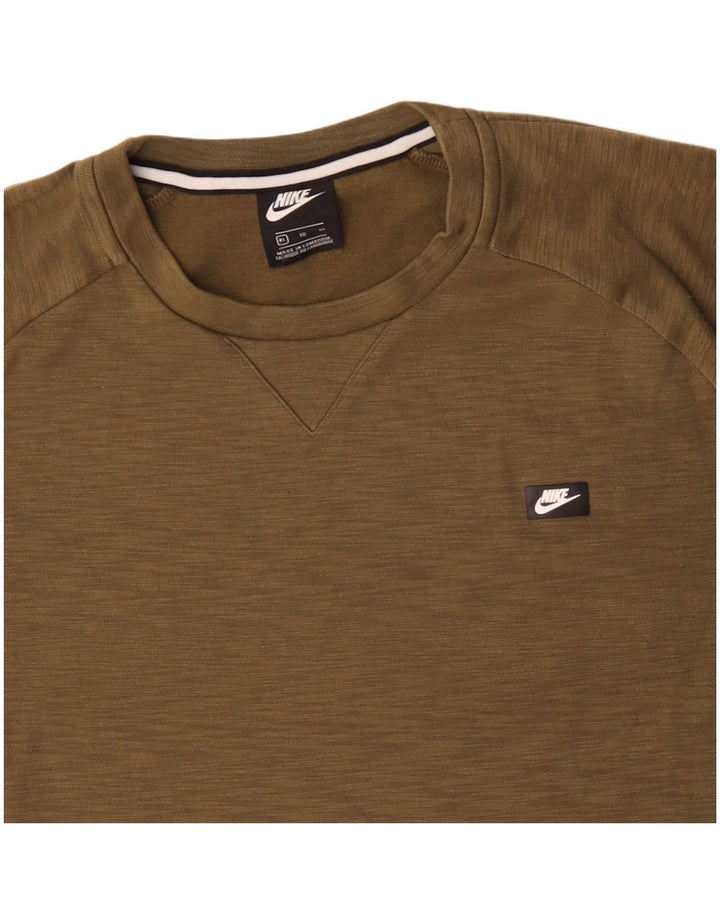 NIKE Herren Sweatshirt Pullover XL Khaki gefleckte Baumwolle