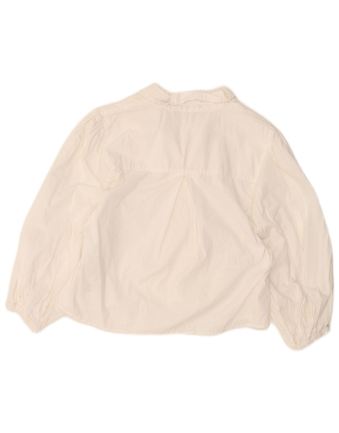 Zara Damen Crop Shirt Bluse UK 12 Mittelweiße Baumwolle