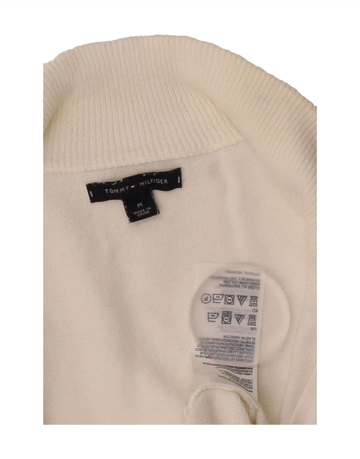 TOMMY HILFIGER Womens Cardigan Sweater UK 12 Medium White Colourblock Vintage Tommy Hilfiger and Second-Hand Tommy Hilfiger from Messina Hembry 