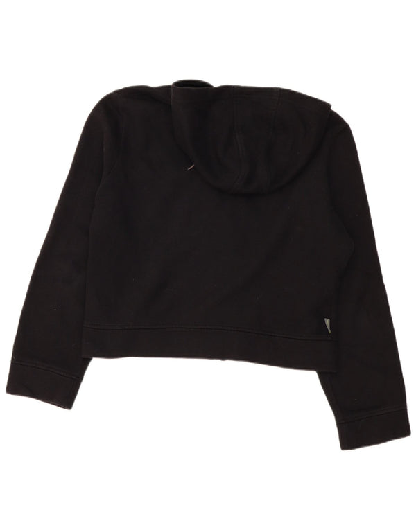 Reebok Damen Crop Zip Hoodie Pullover UK 14 Mittelschwarze Baumwolle