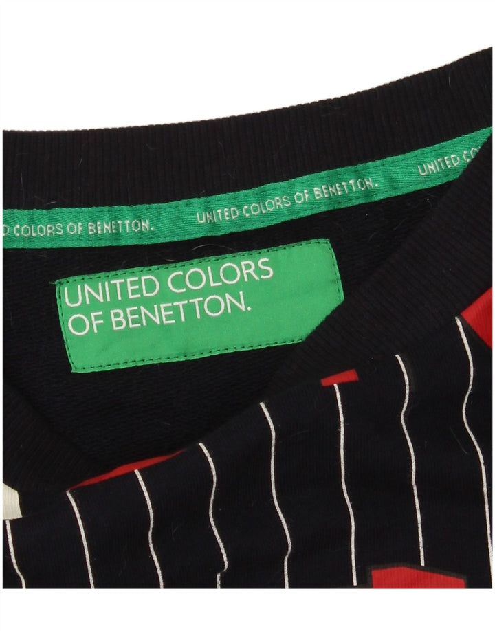 Benetton Damen-Sweatshirt mit Grafik, Gr. 14, mittelmarineblau gestreift