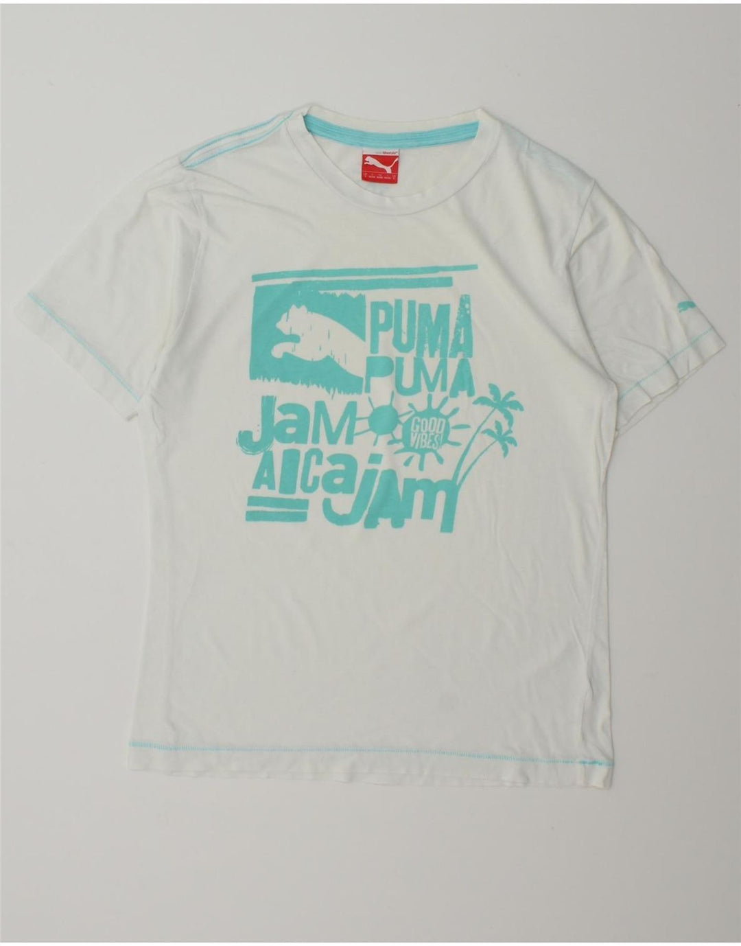 PUMA Mens Graphic T-Shirt Top Small White Cotton Vintage Puma and Second-Hand Puma from Messina Hembry 