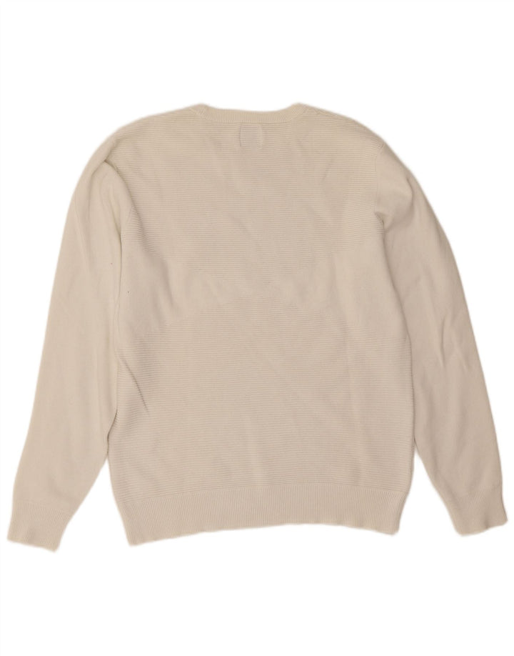Zara Herren-Pullover mit Rundhalsausschnitt, mittelweiße Baumwolle
