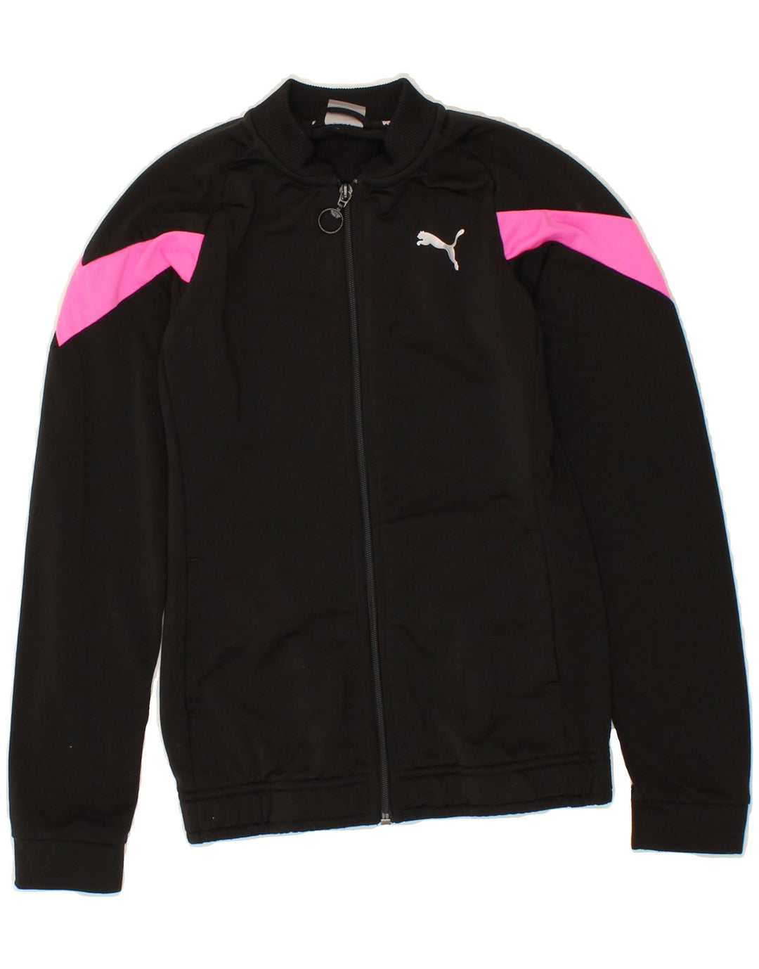PUMA Girls Tracksuit Top Jacket 11-12 Years Black Colourblock Polyester Vintage Puma and Second-Hand Puma from Messina Hembry 