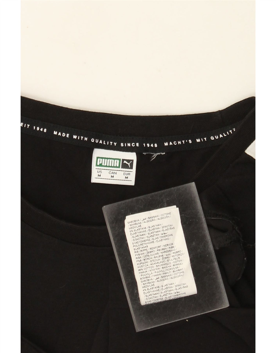 PUMA Damen Crop T-Shirt Top UK 12 Mittelschwarz Colourblock Baumwolle