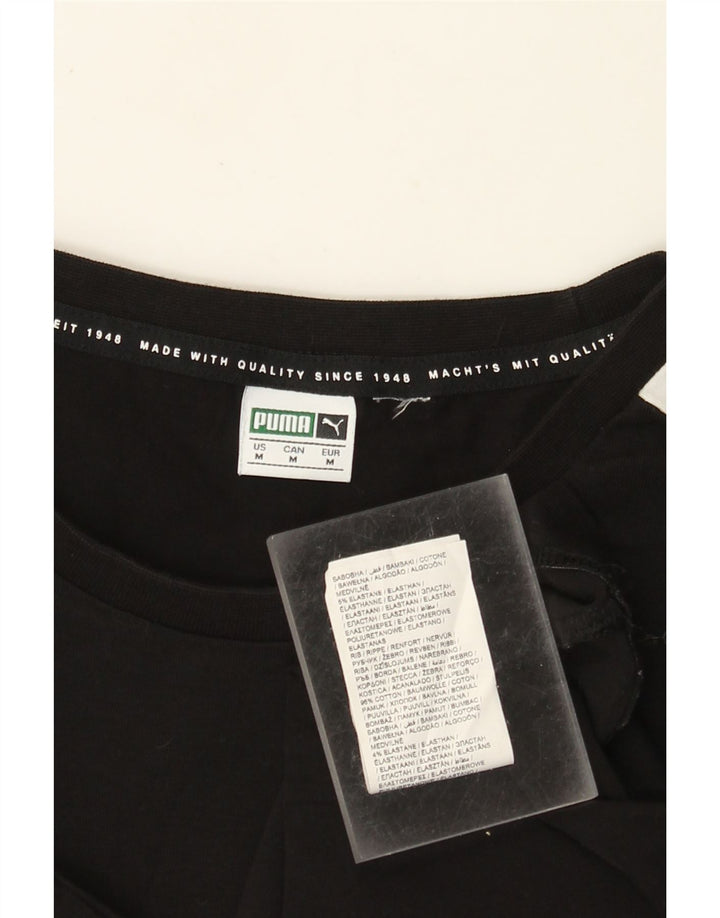 PUMA Damen Crop T-Shirt Top UK 12 Mittelschwarz Colourblock Baumwolle