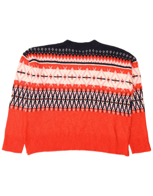 Marks & Spencer Damen-Pullover mit Rundhalsausschnitt, UK 16, Large Red Fair Isle