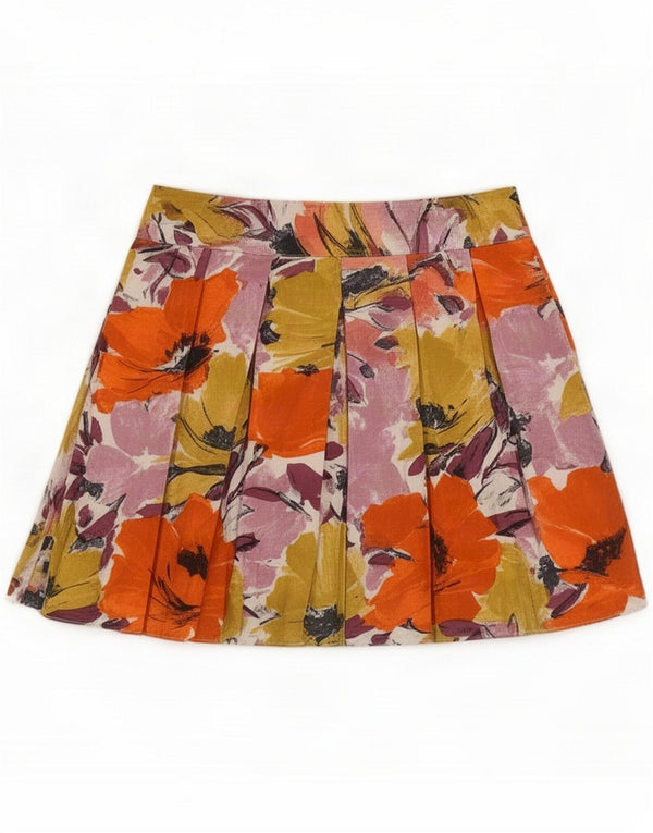 Vintage Damen Shorts mit hoher Taille und weitem Bein XS W25 Mehrfarbiges Blumenmuster
