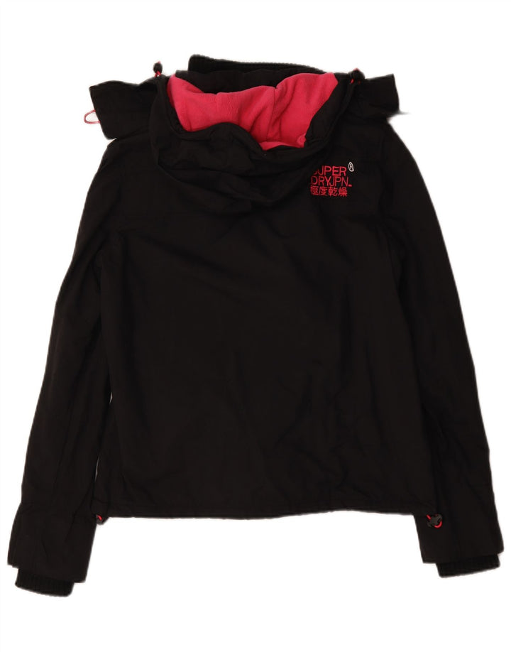 Superdry Damen Windcheater Kapuzen-Windjacke UK 14 Medium Schwarz