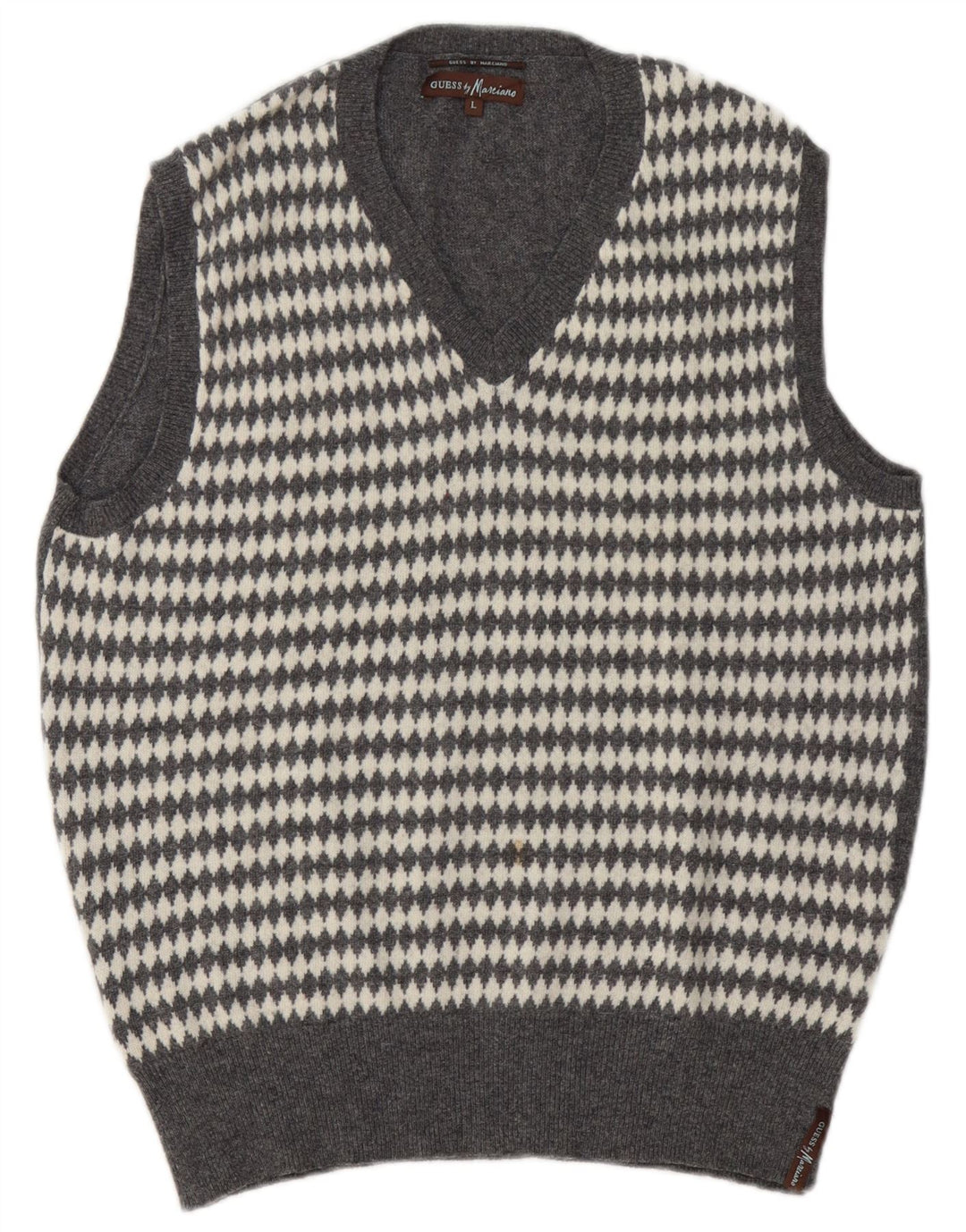 Guess By Marciano Herren Weste Tank Top Große graue geometrische Wolle