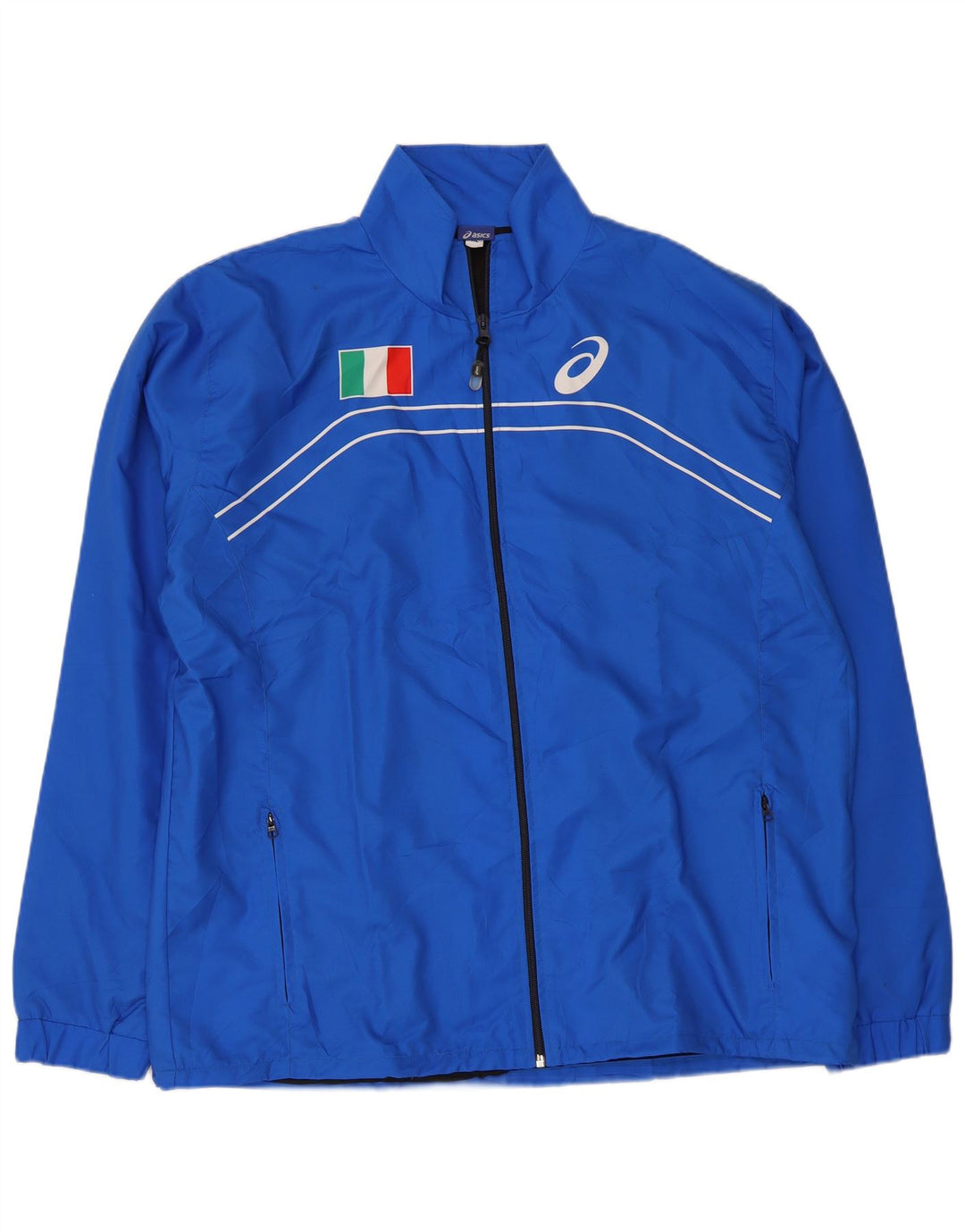 Asics Herren Italia Graphic Trainingsanzug Top Jacke XL Blau Polyester