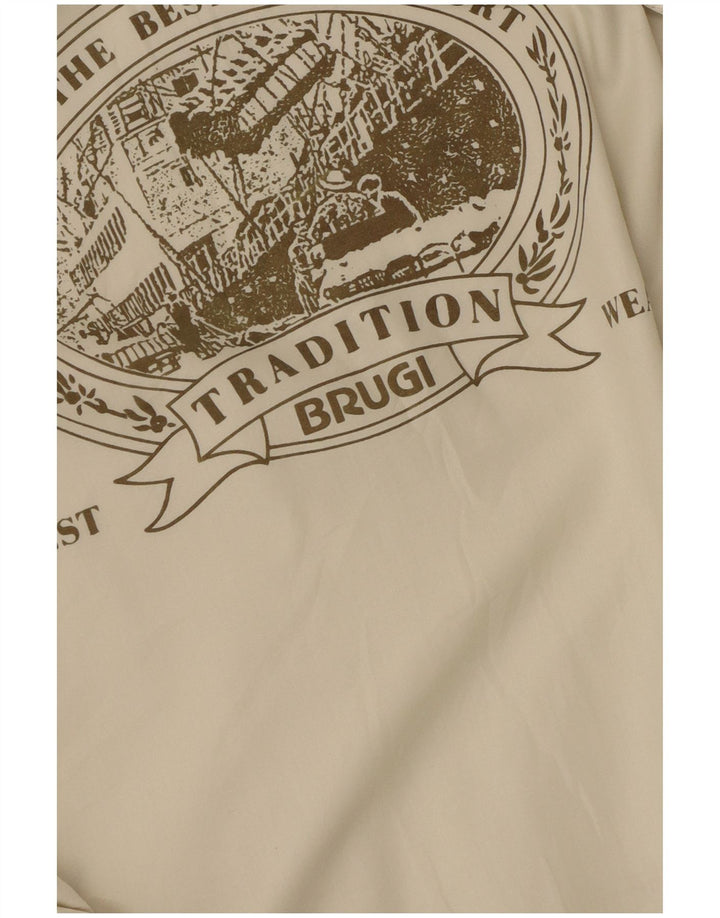 Brugi Herren-Windbreaker-Jacke mit grafischer Kapuze, Gr. 40, Größe L, Beige