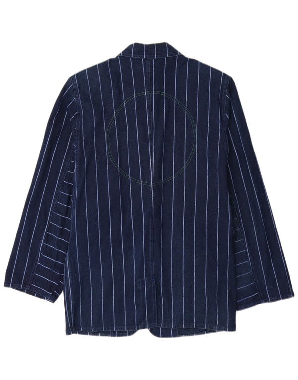 Easy Damen Denim-Blazer-Jacke, Größe IT 44, mittelmarineblau, gestreift, Baumwolle