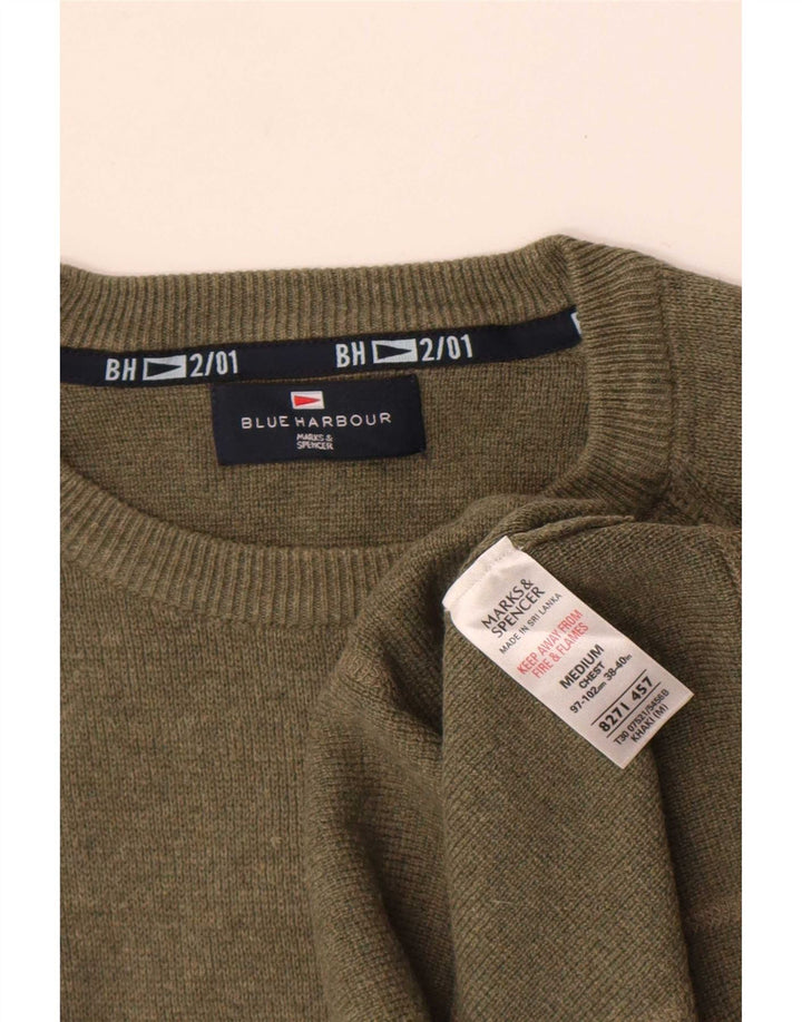 Marks & Spencer Herren Blauer Harbour-Pullover mit Rundhalsausschnitt, Mittelkhaki