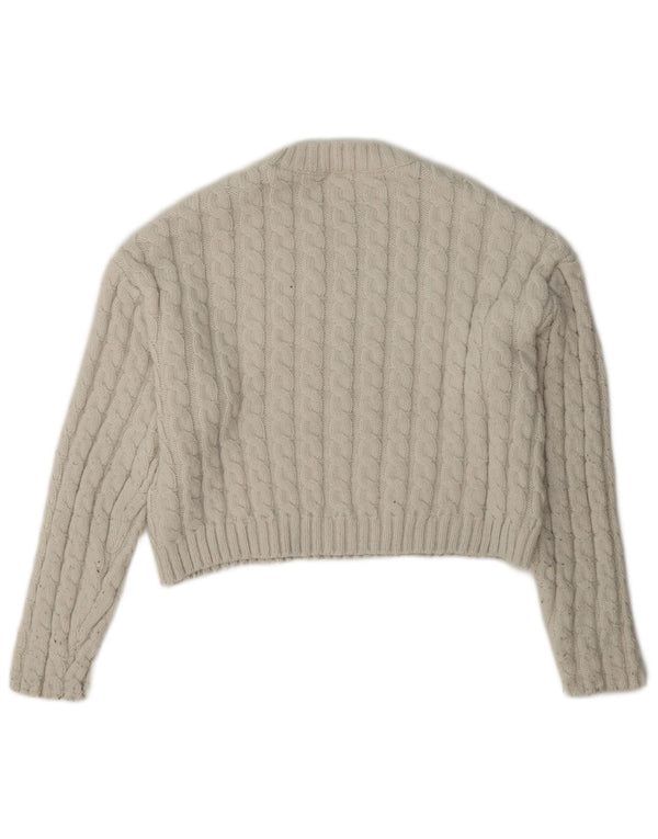 Zara Mädchen Crop Pullover mit Rundhalsausschnitt, 13–14 Jahre, weißes Polyester