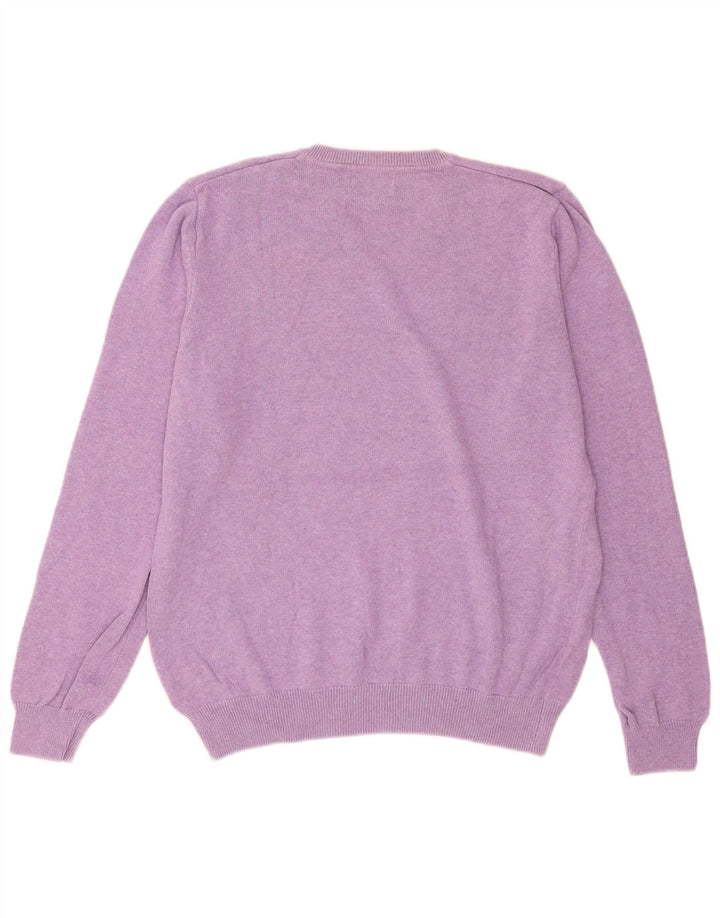 Marks & Spencer Herren-Pullover mit V-Ausschnitt, Größe L, Baumwolle, Lila