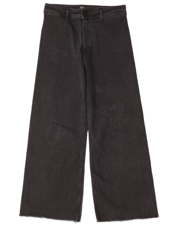 Zara Damen The Marine Straight Wide Leg Jeans EU 42 Large W32 L29 Schwarz