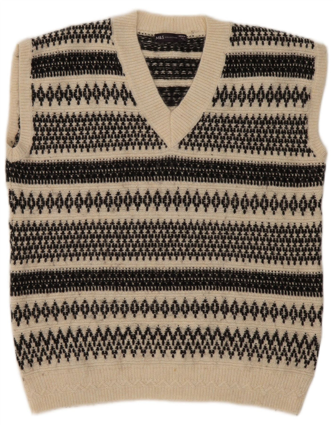 Marks & Spencer Herren Weste Tank Top Medium Beige Fair Isle Acryl