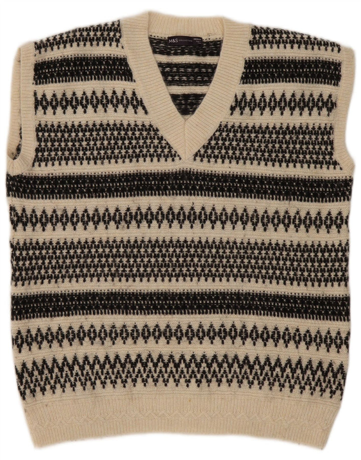 Marks & Spencer Herren Weste Tank Top Medium Beige Fair Isle Acryl