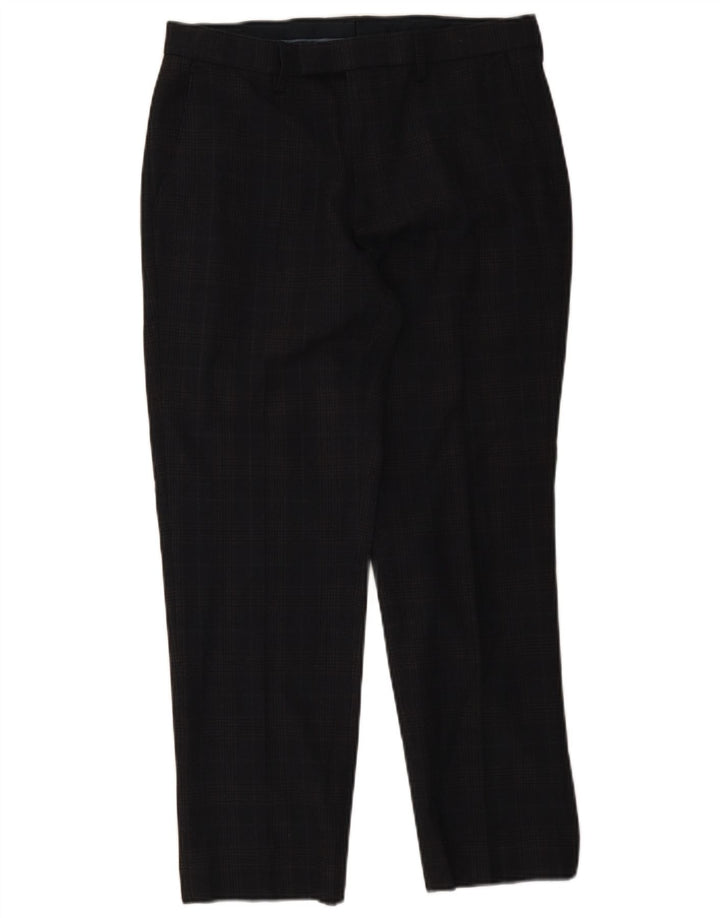 Marks & Spencer Herren-Anzughose in normaler Passform, W32 L29, Marineblau kariert