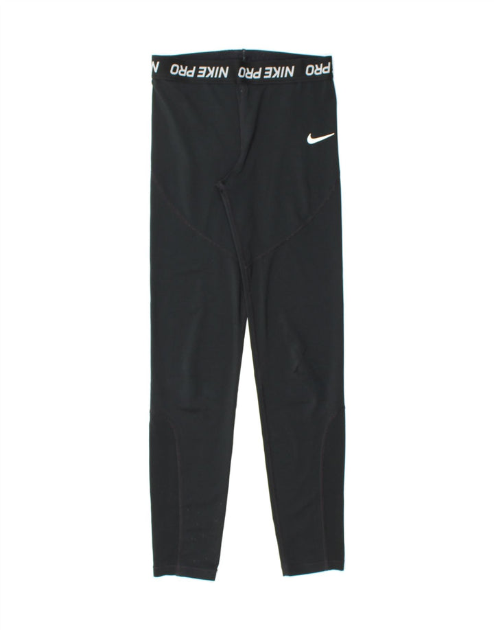 NIKE Womens Graphic Leggings UK 4 XS Black Vintage Nike and Second-Hand Nike from Messina Hembry 