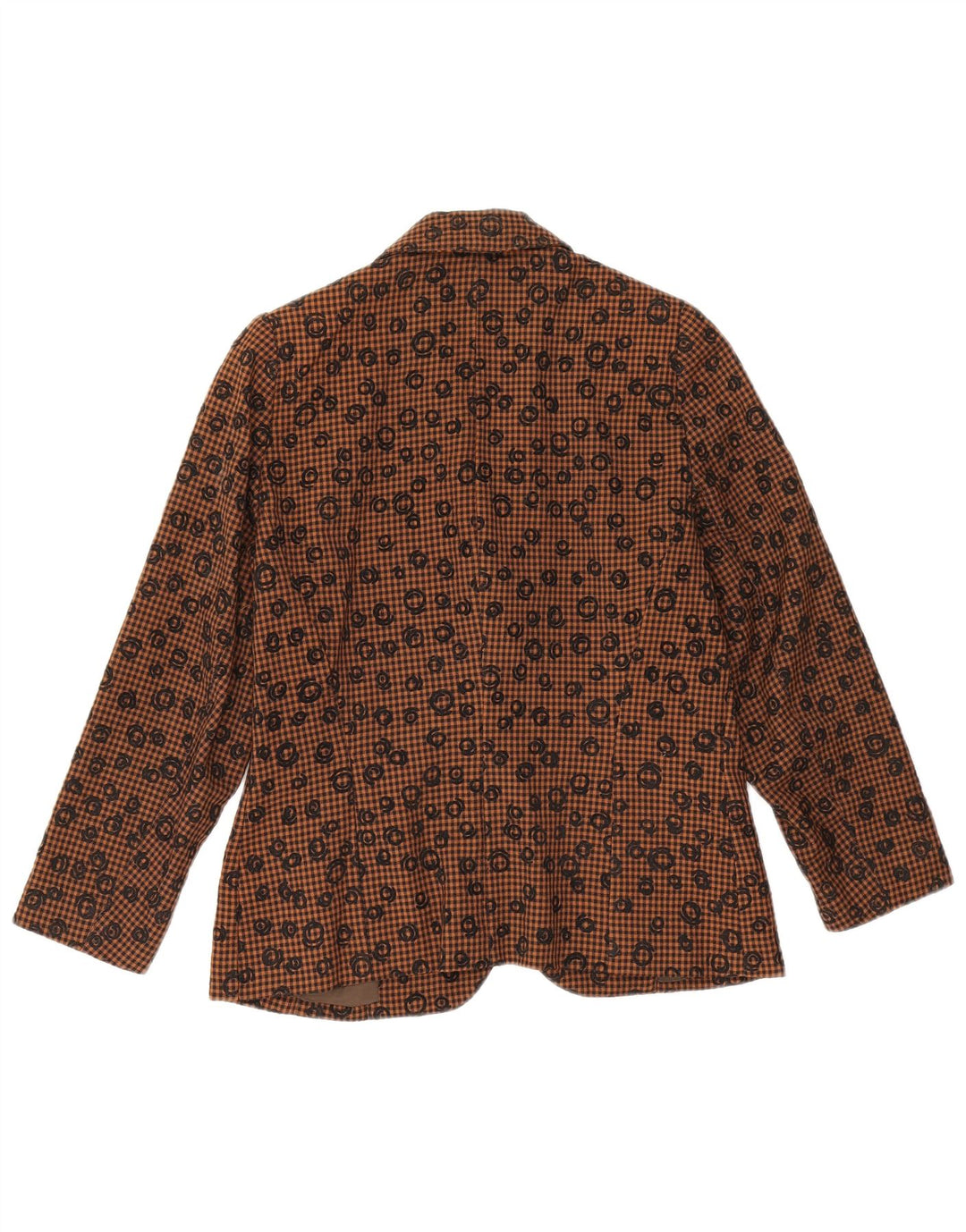 MANI Damen 2-Knopf-Blazerjacke IT 42 Mittelbraune Gingham-Wolle