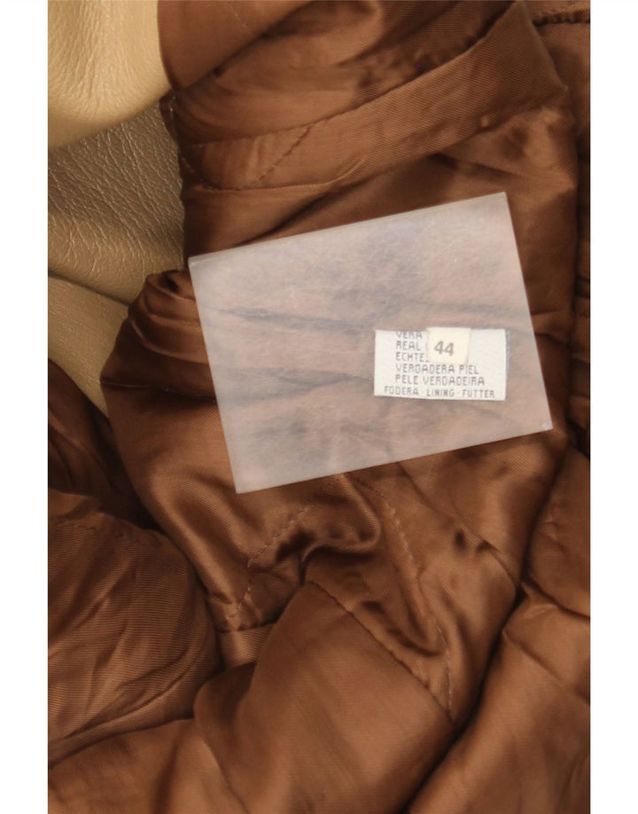 Vintage Damen Ledermantel IT 44 Medium Beige
