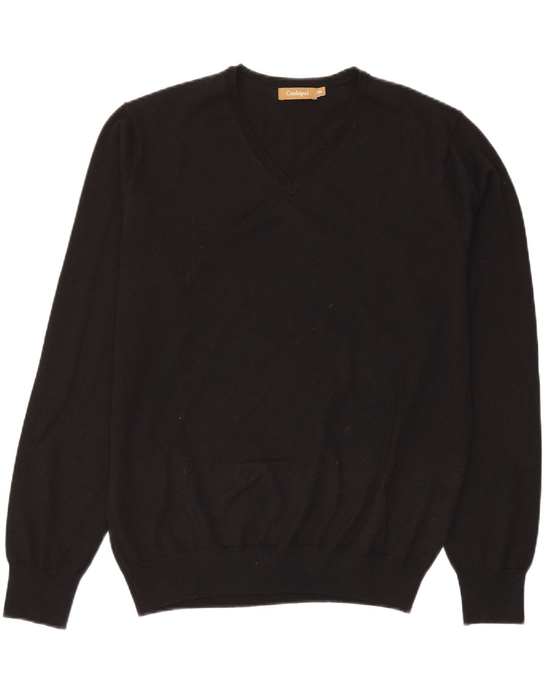 Conbipel Herren-Pullover mit V-Ausschnitt, 2XL, schwarze Schurwolle