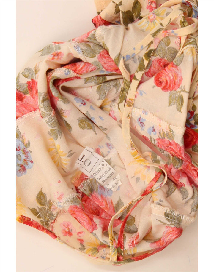 Vintage Damen Playsuit IT 42 Mittelgelbe Viskose mit Blumenmuster