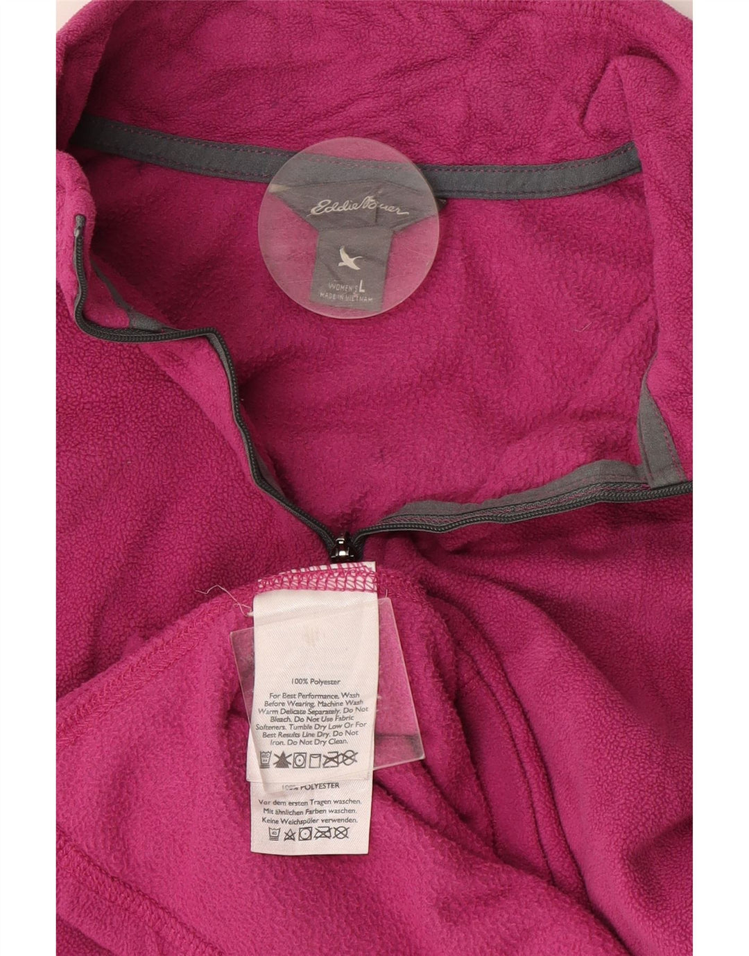 Eddie Bauer Damen-Fleecepullover mit Reißverschluss am Hals, UK 16, Größe L, rosa, Polyester