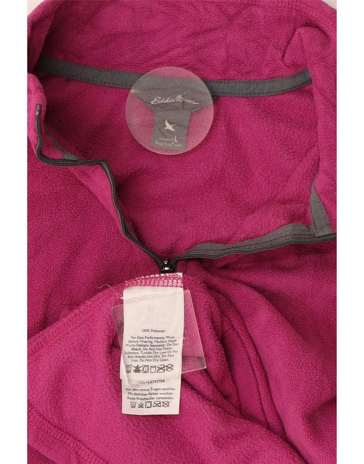Eddie Bauer Damen-Fleecepullover mit Reißverschluss am Hals, UK 16, Größe L, rosa, Polyester