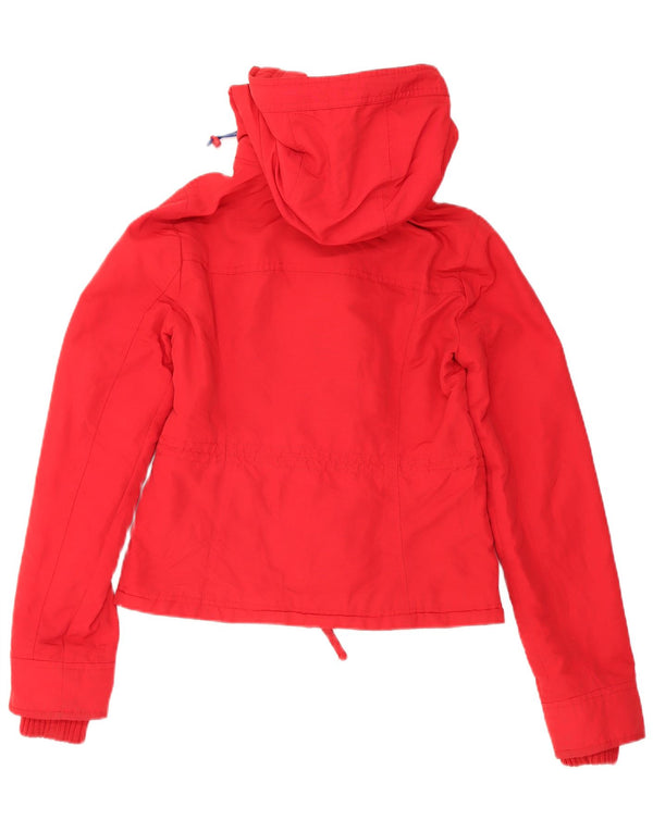 Abercrombie & Fitch Damen-Windbreakerjacke mit Kapuze, UK 6, XS, Rot, Polyester