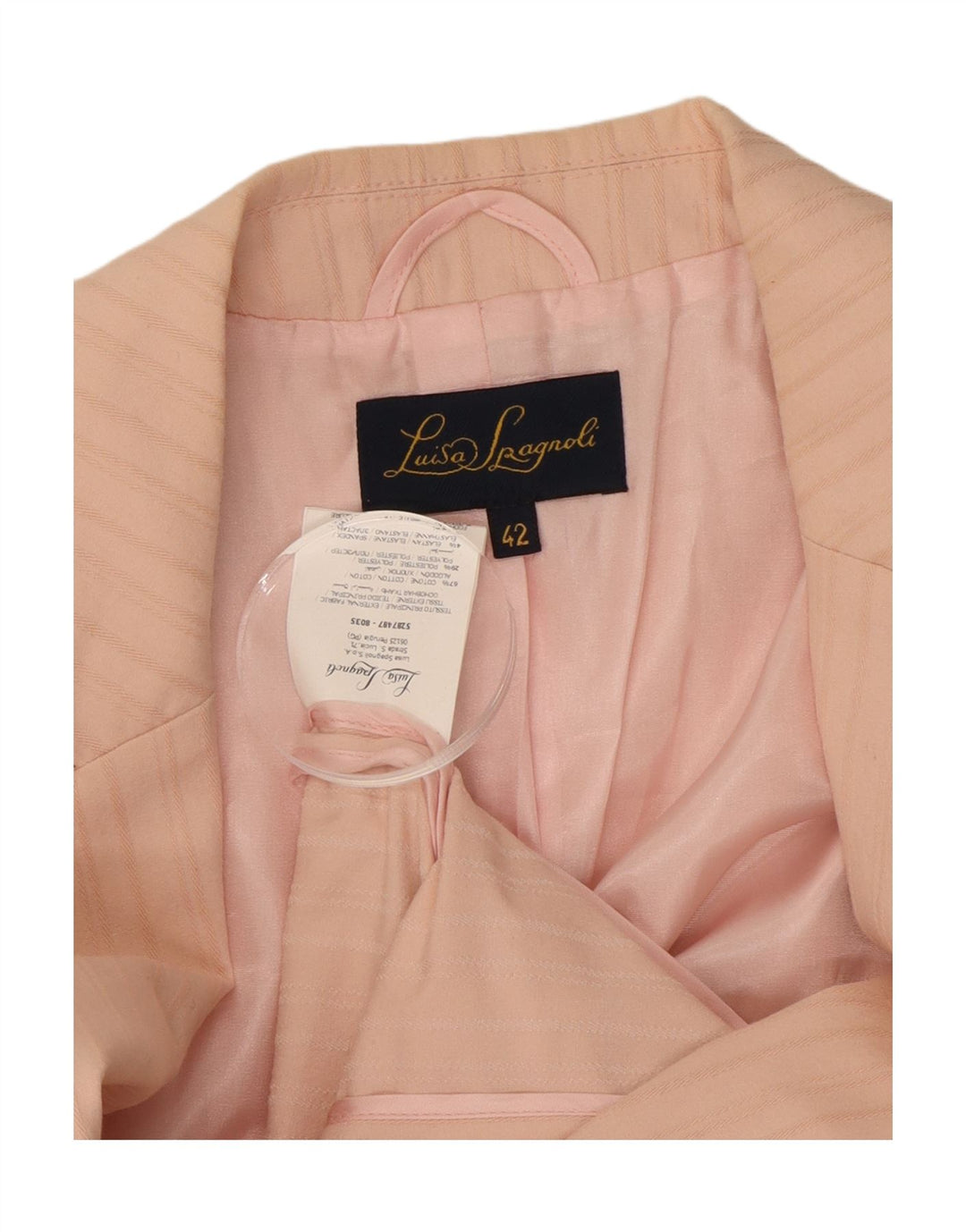 LUISA SPAGNOLI Damen 2-Knopf-Blazerjacke IT 42 Mittelrosa gestreift