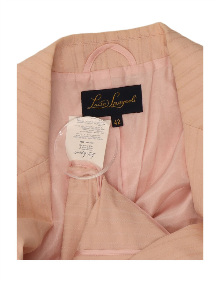LUISA SPAGNOLI Damen 2-Knopf-Blazerjacke IT 42 Mittelrosa gestreift