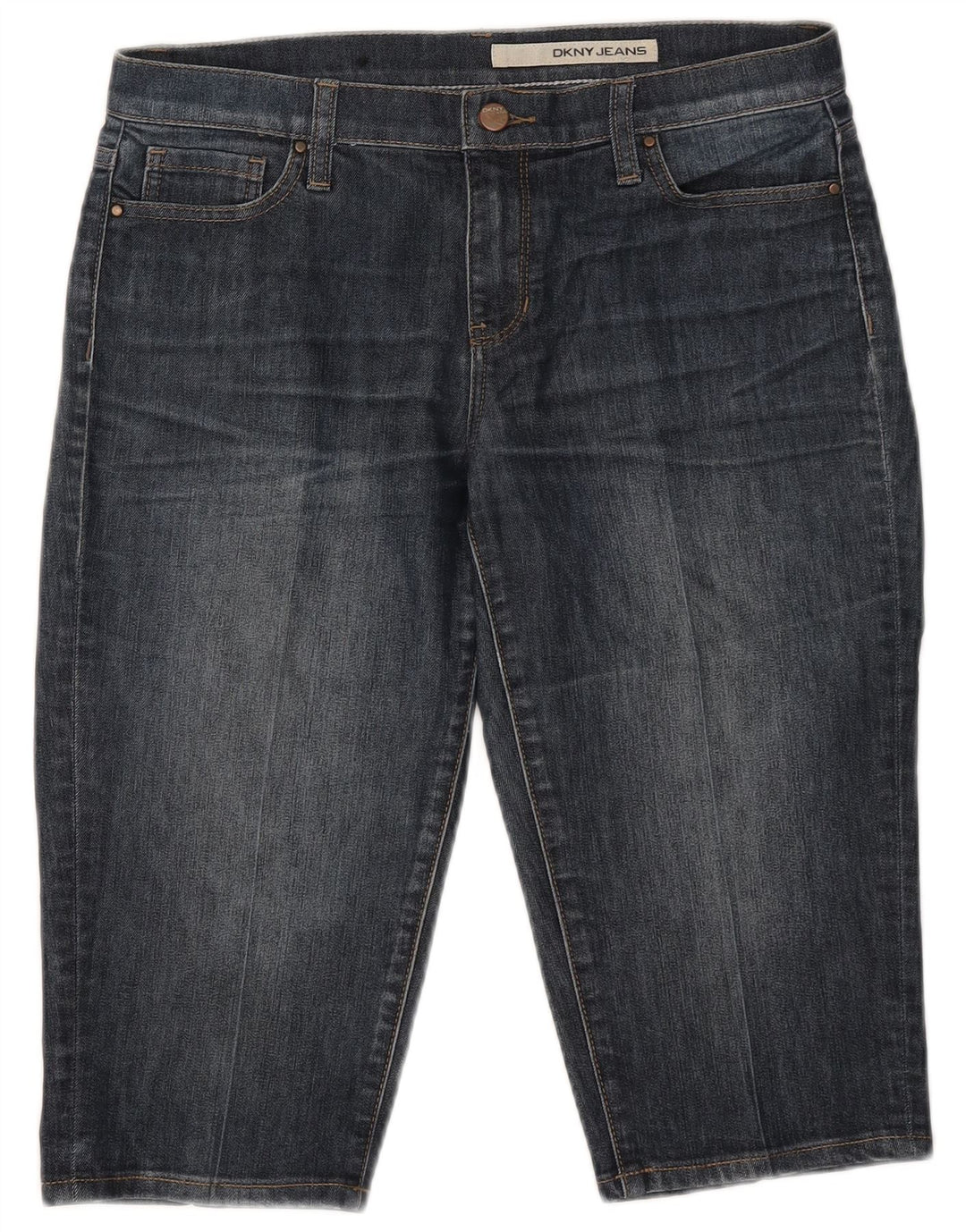 Dkny Damen Bermuda Denim Shorts US 8 Medium W32 Marineblaue Baumwolle