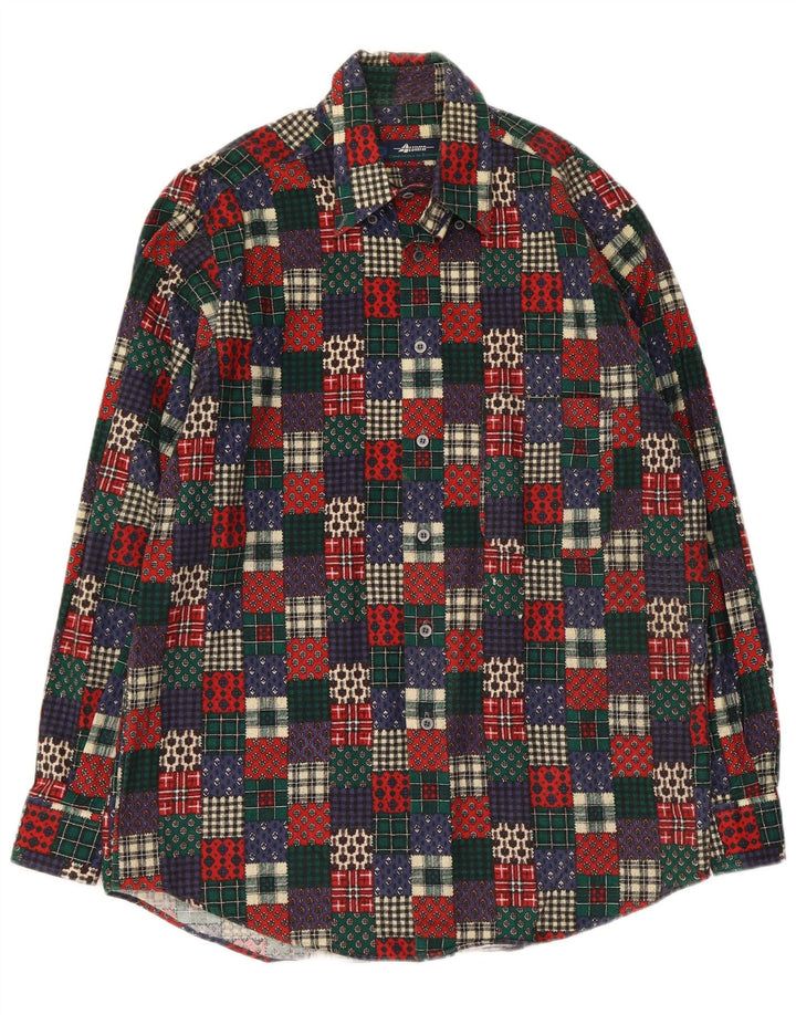 Azzurra Herren-Flanellhemd, Größe 15 3/4 40, mittelgroß, mehrfarbig, Patchwork