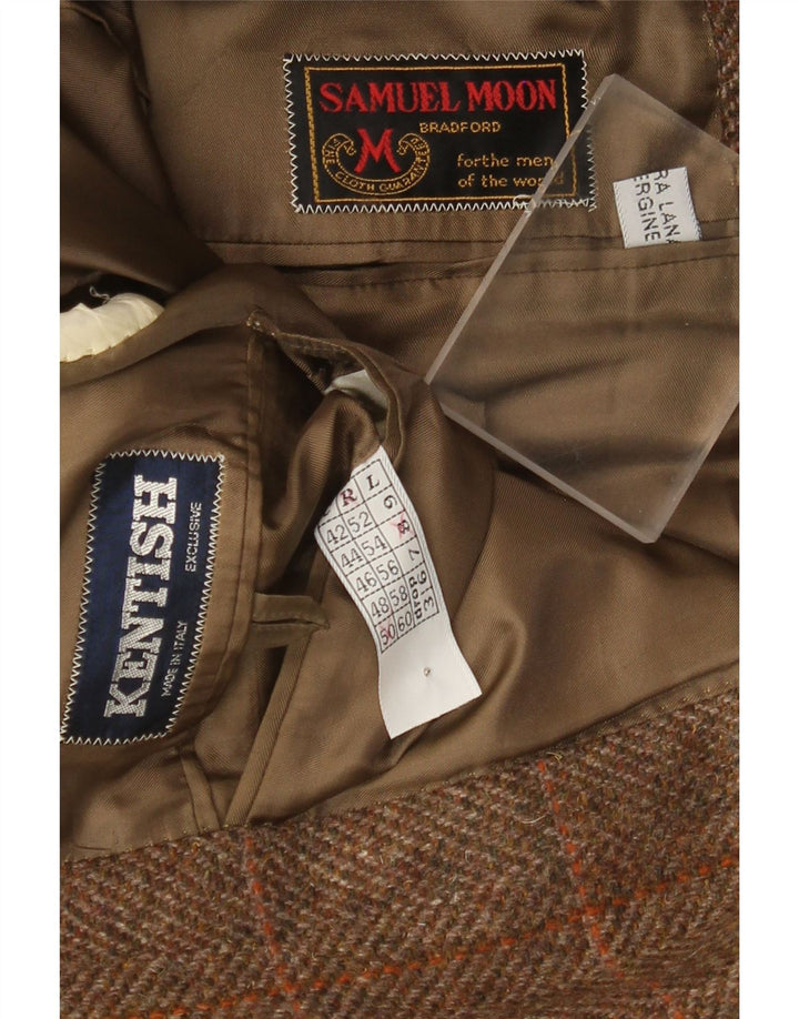 Vintage Herren-Blazer mit 2 Knöpfen, IT 50, große braun karierte Wolle