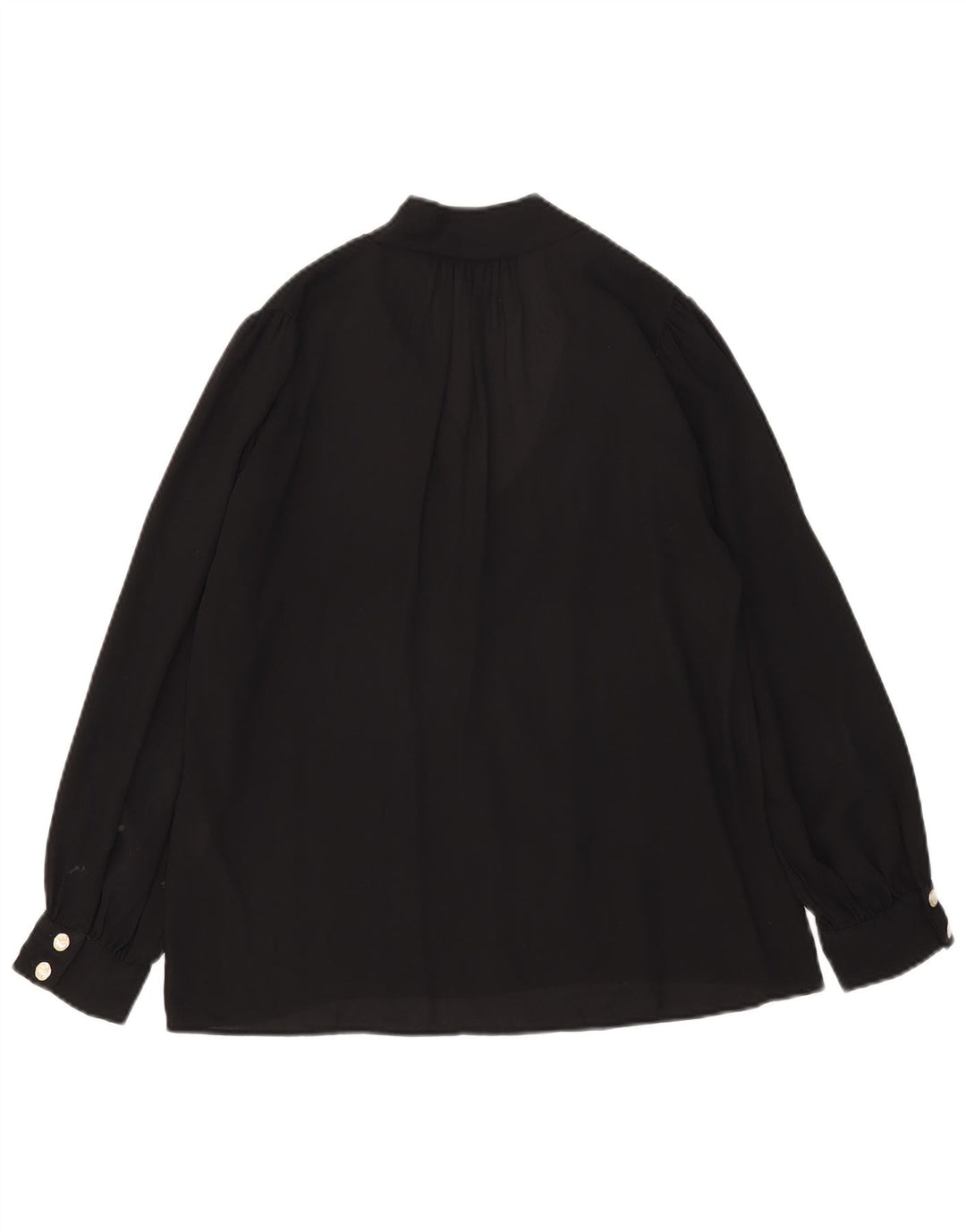 Zara Damen-Langarm-Blusenoberteil mit Bindeband vorne, Gr. 10, Größe S, Schwarz, Polyester