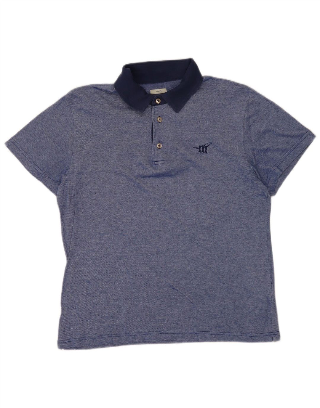 Henry Cottons Slim Fit Herren-Poloshirt aus mittelblauer Baumwolle